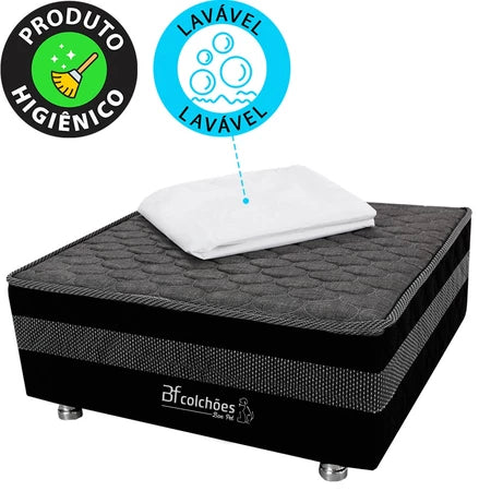 Cama Box Pet Com Lençol Impermeável Branco Para Cachorros e Gatos 60x60x24cm