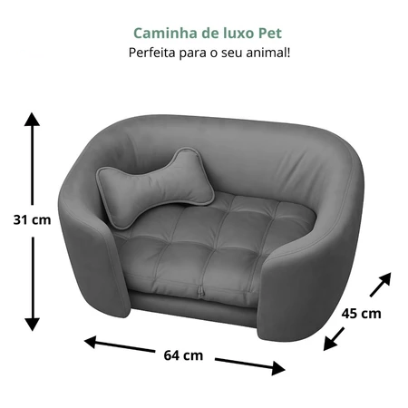 Cama Pet Luxo Poltrona Estilo Sofa Para Cachorro e Gato Super Confortavel Cinza
