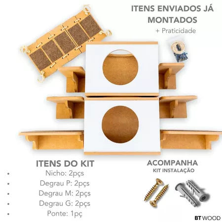 Playground para Gato 9pçs REFORÇADO Exclusivo Moderno Resistente Parque Gato Prateleira Para Gato