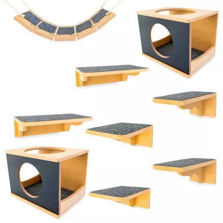 Playground para Gato 9pçs REFORÇADO Exclusivo Moderno Resistente Parque Gato Prateleira Para Gato