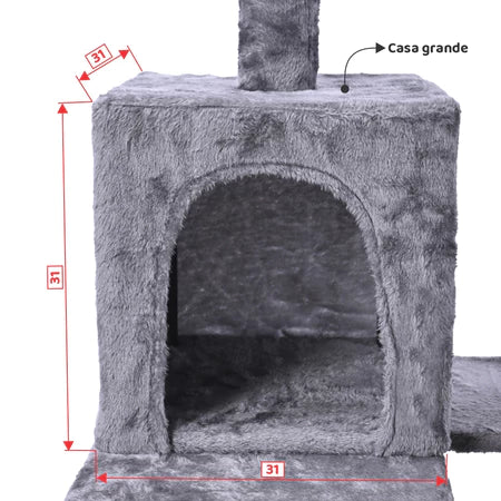 Arranhador, torre de gato grande, luxuoso, multifuncional com casas, camas, rede, poleiros e brinquedo