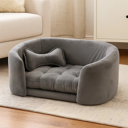 Cama Pet Luxo Poltrona Estilo Sofa Para Cachorro e Gato Super Confortavel Cinza