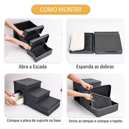 Escada Pet Escadinha 3 Degraus para Cachorro Rampa Animais de Estimação Cães