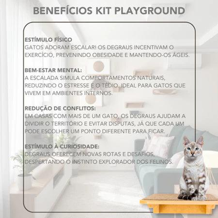 Playground Gatos 9pçs REFORÇADO MDF 15MM Montado Playground Gato Parque Gato Prateleira Gato
