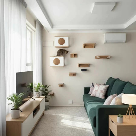 Playground Gatos 9pçs REFORÇADO MDF 15MM Montado Playground Gato Parque Gato Prateleira Gato