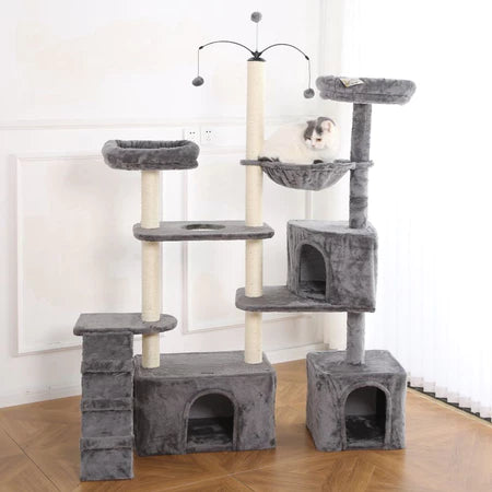 Arranhador, torre de gato grande, luxuoso, ajustável, multifuncional, casas, camas, cesto, poleiros, brinquedo giratório