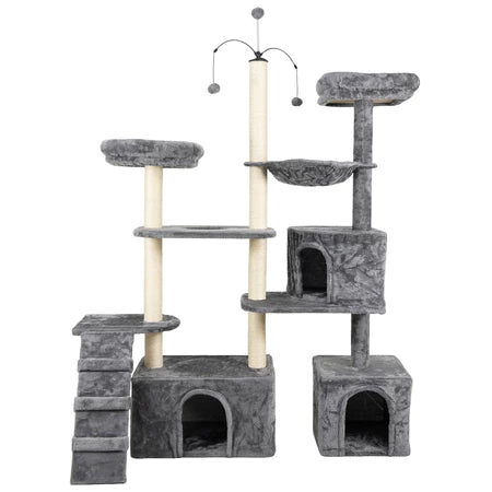 Arranhador, torre de gato grande, luxuoso, ajustável, multifuncional, casas, camas, cesto, poleiros, brinquedo giratório