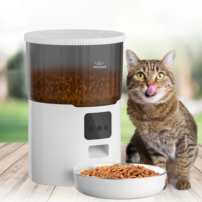Alimentador Pet Tigela De Aço 4L Inteligente Automático Wi-Fi APP Dispensador de Comida para Gatos