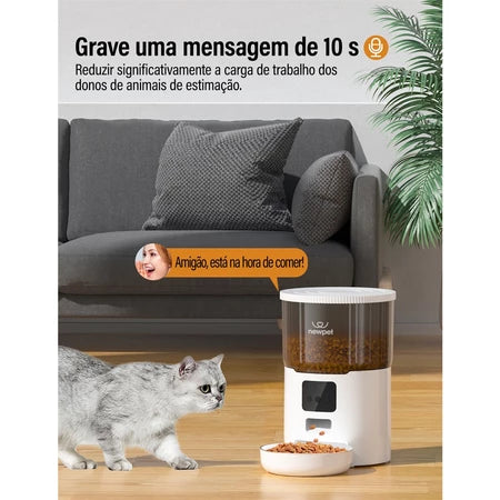 Alimentador Pet Tigela De Aço 4L Inteligente Automático Wi-Fi APP Dispensador de Comida para Gatos