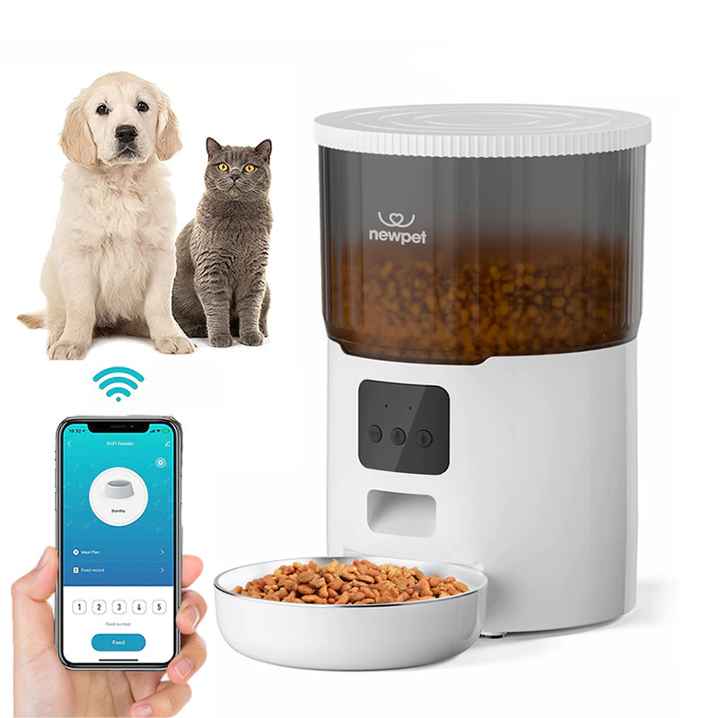 Alimentador Pet Tigela De Aço 4L Inteligente Automático Wi-Fi APP Dispensador de Comida para Gatos
