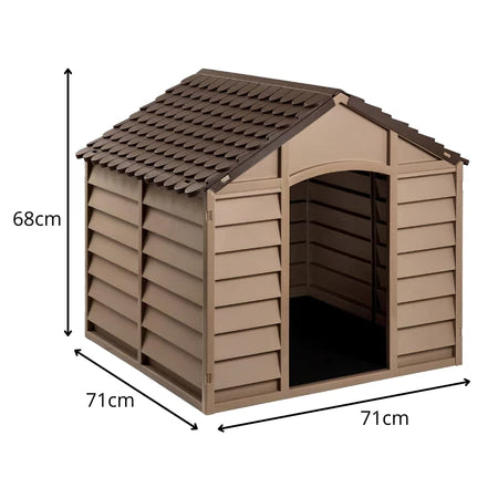 Casinha Casa Cachorro Cães Grande Plástico Proteção UV 71x71x68cm - Marrom